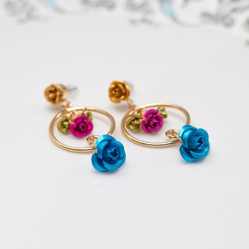 Anthropologie Mora Floral Gold Earrings View 3